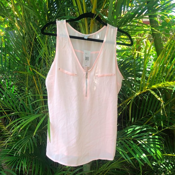NYT Guess Pink Sleeveless Top with Zip Detail - Picture 1 of 3